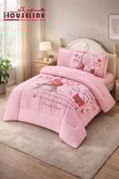 طقم لحاف همسة الحب – تصميم طفولي ناعم للبنات