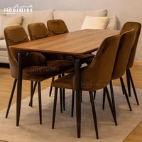 طاولة طعام مستطيلة مع 6 كراسي لون بني