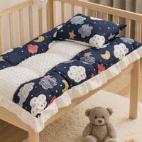 فرشة سرير أطفال قطعتين – كحلي بنقشة غيوم ونجوم مع...