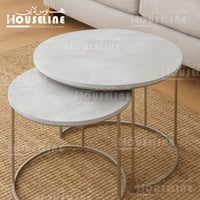 طقم طاولات قهوة 6 قطع دائرية – قاعدة ذهبية