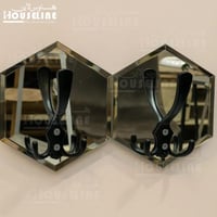 علاقة جدارية مرايا سداسية – 2 قطعة – اللون الأسود