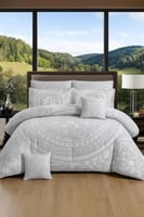 مفرش مزدوج ناعم مايكروفايبر 8 قطع رصاصي