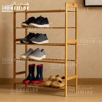 رفوف أحذية خشبية بـ 5 أرفف لون خشب طبيعي