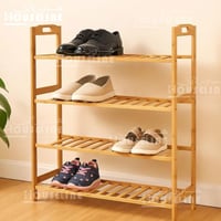 رفوف أحذية خشبية 4 أرفف لون خشبي طبيعي