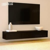 طاولة تلفزيون جدارية باللون الأسود مع أدراج خشب 16...