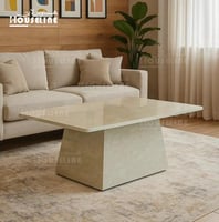 طاولة وسط بتصميم هرمي – سطح بيج لامع