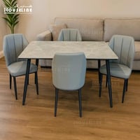 طاولة طعام مستطيلة مع 4 كراسي لون رمادي