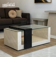 طاولة وسط مودرن ستون بيس بيج رخامي بلمسة حجرية شري...