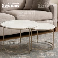 طقم طاولات قهوة 6 قطع دائرية – قاعدة ذهبية