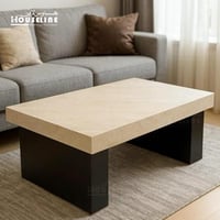 طاولة وسط قهوة – بديل الرخام مع قاعدة سوداء