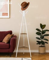 شماعة أرضية معدنية ثلاثية القوائم مع رف تخزين – أب...