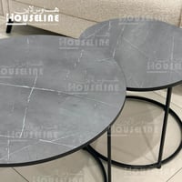 طقم طاولات قهوة 6 قطع دائرية لون أسود مطفي