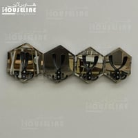 علاقة جدارية مرايا سداسية 4 قطع اللون الأسود