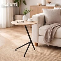 طاولة جانبية بسطح خشبي وقاعدة معدنية مائلة – تصميم...