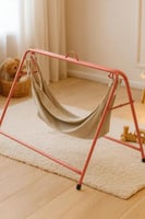 هندول أطفال وسط – هيكل معدني وردي وقماش بيج