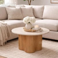 طاولة قهوة دائرية بلمسة خشبية طبيعية وأناقة هادئة
