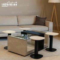 طقم طاولات خدمة مودرن طاولة وسط زجاجية مع 4 طاولات...