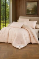 مفرش مزدوج وجهين مايكروفايبر مشمي فاتح مزخرف