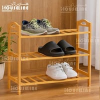 رفوف أحذية خشبية – 3 أرفف – لون خشبي طبيعي