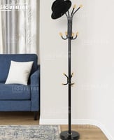 شماعة الملابس اسيارن لون أسود بلمسات خشبية