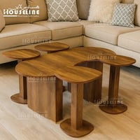 طقم طاولات قهوة بتصميم منحنيات فنية