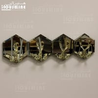 علاقة جدارية بمرآة سداسية – أسود ذهبي 4 قطع