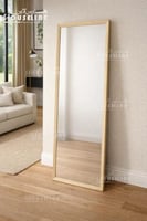 مراية أرضية بإطار خشبي طبيعي