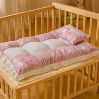 فرشة سرير أطفال قطعتين – وردي بنقشة فراشات مع وسط...