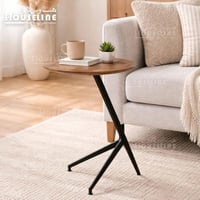 طاولة جانبية بسطح خشبي وقاعدة معدنية – لمسة عملية...