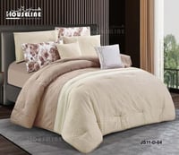 مفرش سرير قطن جاكار فاخر 8 قطع أوف وايت بيج