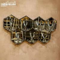 علاقة جدارية مرايا سداسية – 7 قطع – اللون الفضي