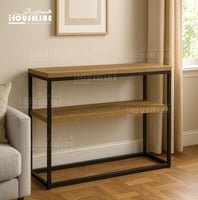 طاولة مدخل مودرن – سطح خشبي بلون طبيعي وإطار حديد...