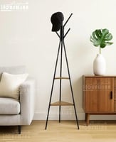 شماعة أرضية معدنية ثلاثية القوائم مع رف تخزين – أس...