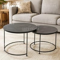 طقم طاولات قهوة 6 قطع دائرية لون أسود مطفي