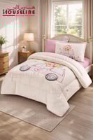 طقم لحاف همسة الوردي – تصميم أنيق لغرف البنات