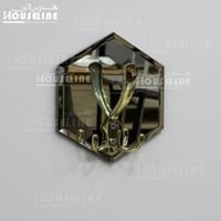 علاقة جدارية مفردة بمرآة سداسية اللون الأسود