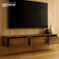 طاولة تلفزيون جدارية باللون البني مع أدراج خشب 160...