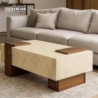 طاولة وسط قهوة – بديل حجر مع خشب