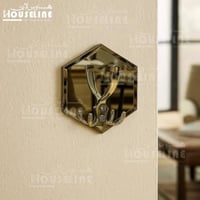 علاقة جدارية مفردة بمرآة سداسية – اللون الذهبي