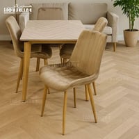 طاولة طعام مستطيلة مع 4 كراسي لون بيج