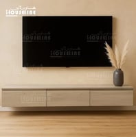 طاولة تلفزيون جدارية باللون البيج مع أدراج خشب 160...