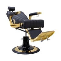 كرسي حلاقة كلاسيك ذهبي جلد اسود BC-2008