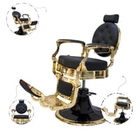 كرسي حلاقة كلاسيك ذهبي جلد اسود BC-2009