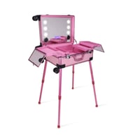 شنطة مكياج متنقل مضيئة مع مراية بينك BS-5846A