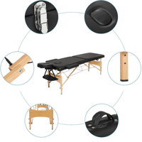 سرير مساج خشب متنقل قابل للطي محمول - لون أسود 760...