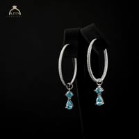 حلق هوب راقي 25mm مع احجار ملونة فضة عيار 925