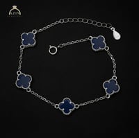 اسوارة ناعمة 5 وردات صغيرة لون كحلي | فضة عيار 925