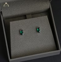 حلق ناعم حجر مستطيل حجم صغير | فضة عيار 925