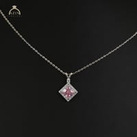 عقد ناعم حجر برنسس كت لون زهري | فضة عيار 925