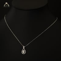 عقد ناعم حجر رئيسي بيضاوي موزنايت | فضة عيار 925